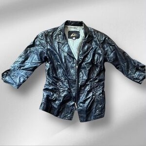 💥VINTAGE💥 Neto Leather Jacket Metralic Blue Size 10
